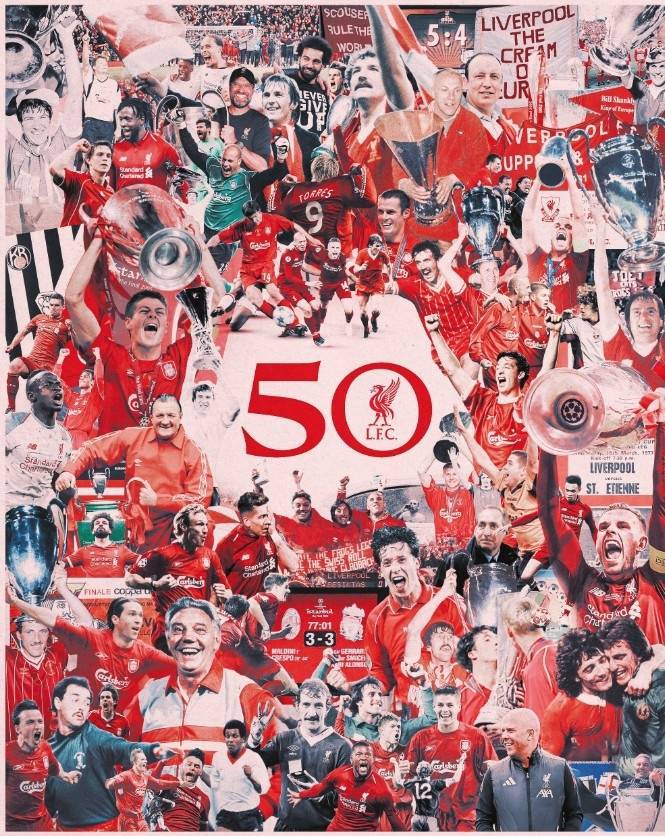 怎能不令人热血澎湃！第50次参加欧战，利物浦官方发布纪念海报